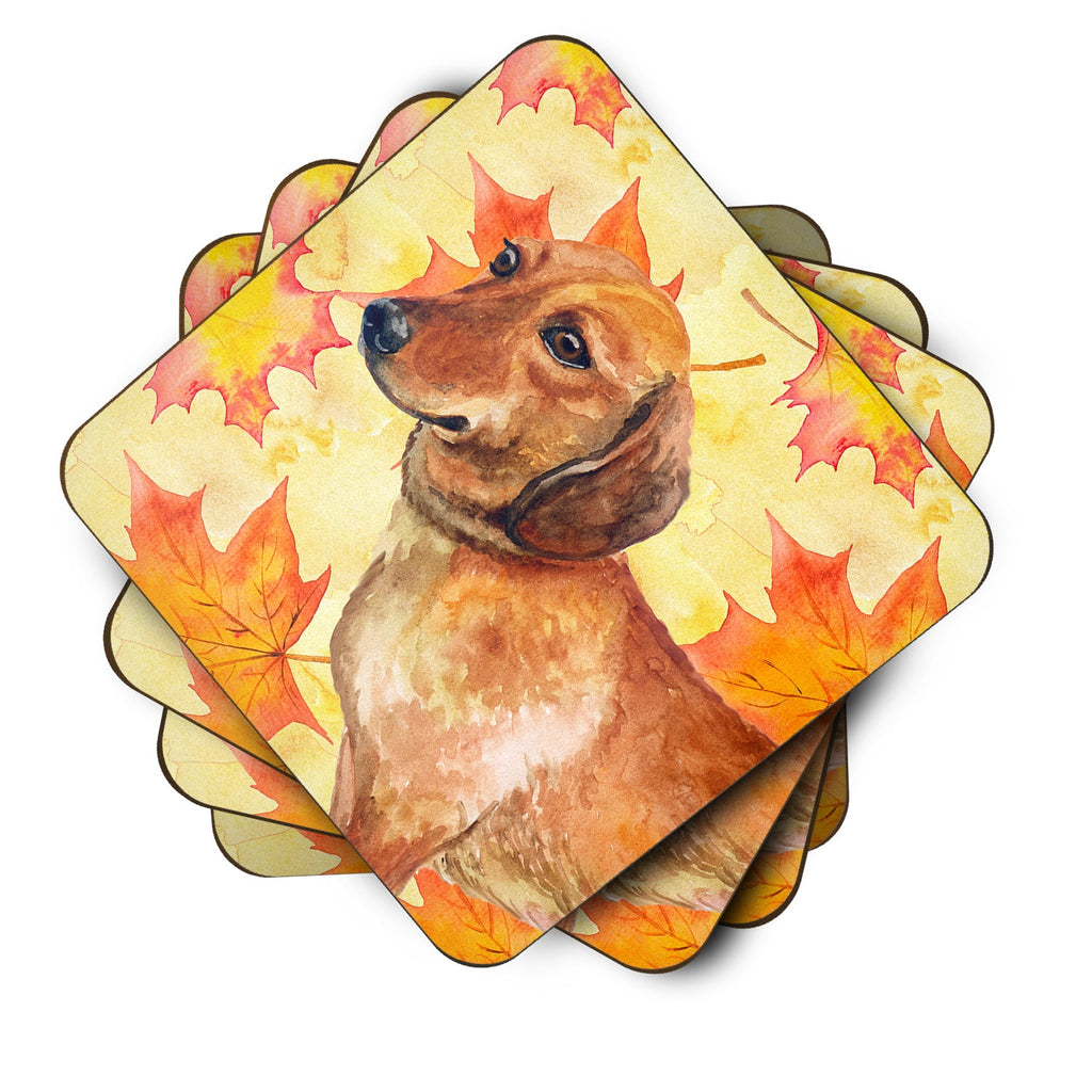 Dachshund Fall Foam Coasters Set of 4 Cup Coasters for Indoor Outdoor, Tabletop Protection, Anti Slip, Mouse pad Material