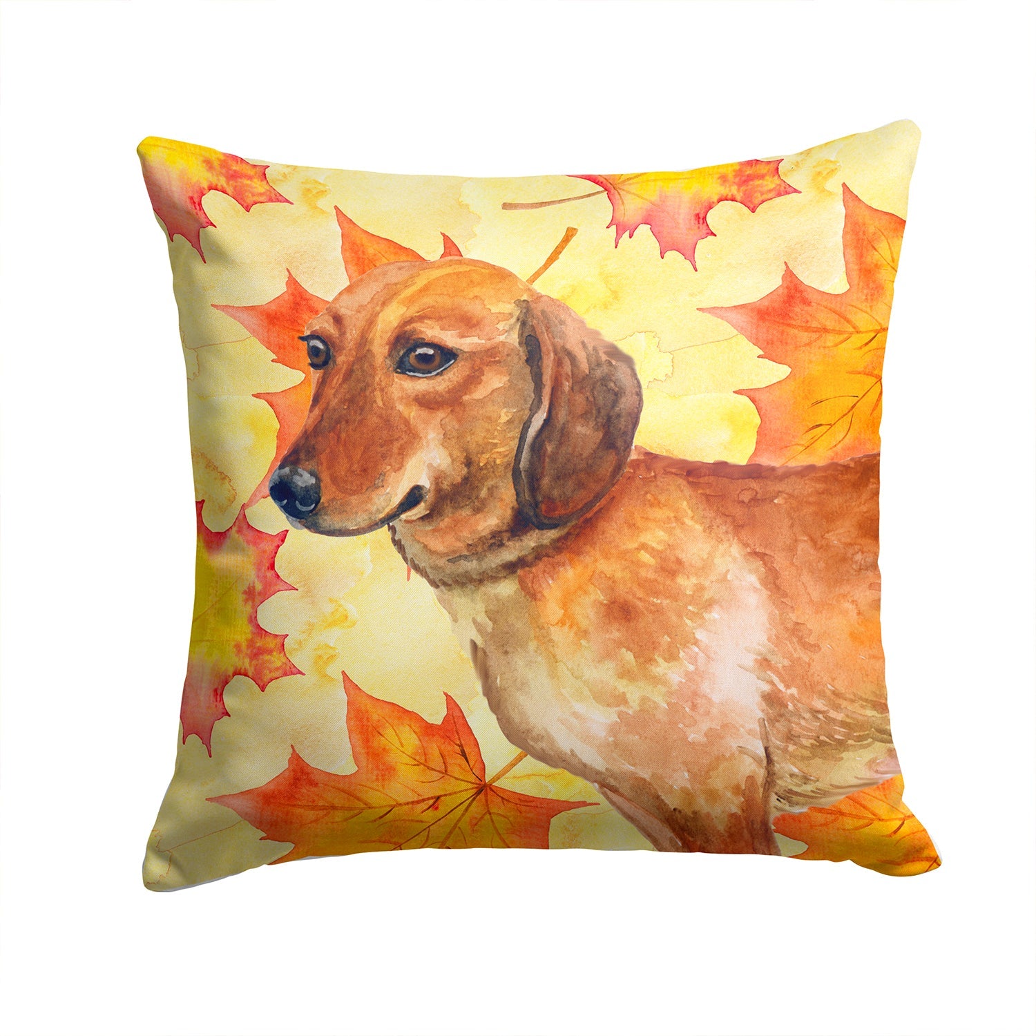 Dachshund Fall Decorative Throw Pillow 14x14 Indoor Outdoor Accent Cushion, Fabric Cover with Insert for Sofa, Bed, Porch & Living Room