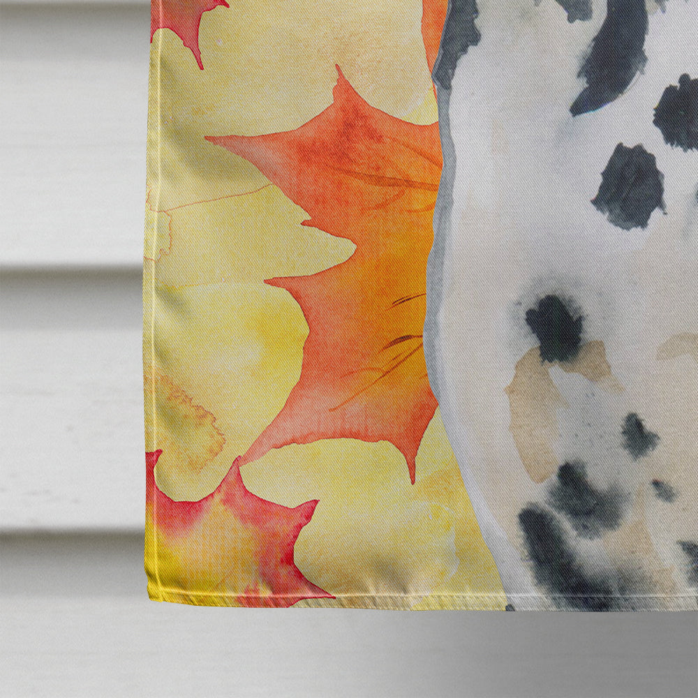 Dalmatian Fall House Flag 28x40 Porch Sleeve Pole Decorative Outside Yard Banner Artwork Wall Hanging, Polyester