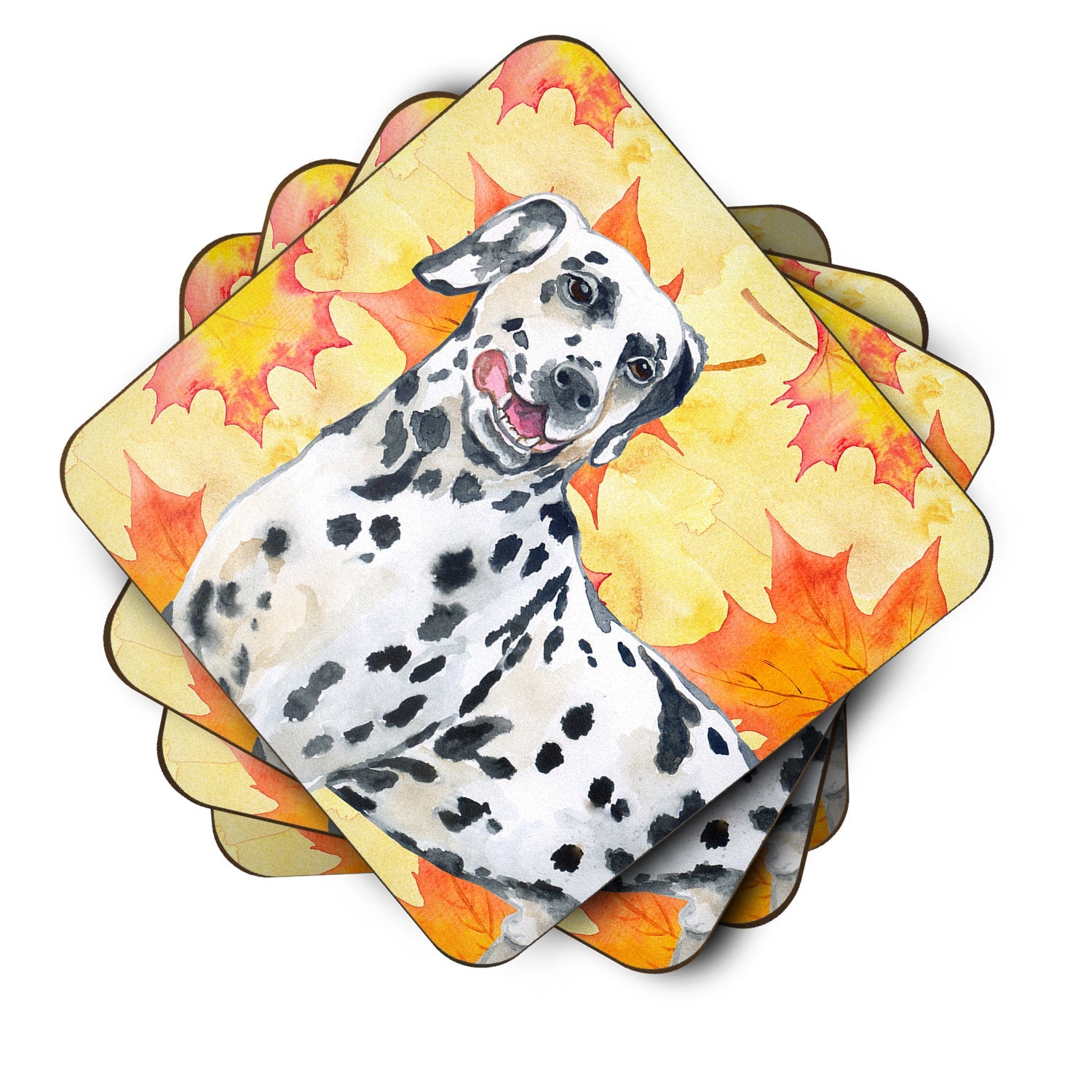 Dalmatian Fall Foam Coasters Set of 4 Cup Coasters for Indoor Outdoor, Tabletop Protection, Anti Slip, Mouse pad Material