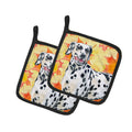 Dalmatian Fall Pot Holder Set of 2 Heat Resistant Quilted Hot Pads 7.5 x 7.5 Inch, Insulated Kitchen Trivets for Cooking & Baking