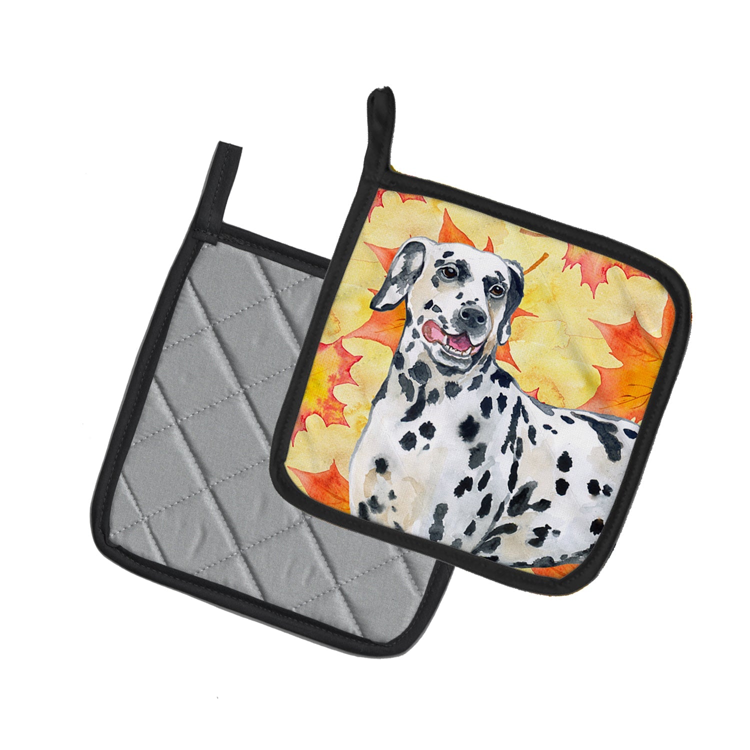 Dalmatian Fall Pot Holder Set of 2 Heat Resistant Quilted Hot Pads 7.5 x 7.5 Inch, Insulated Kitchen Trivets for Cooking & Baking