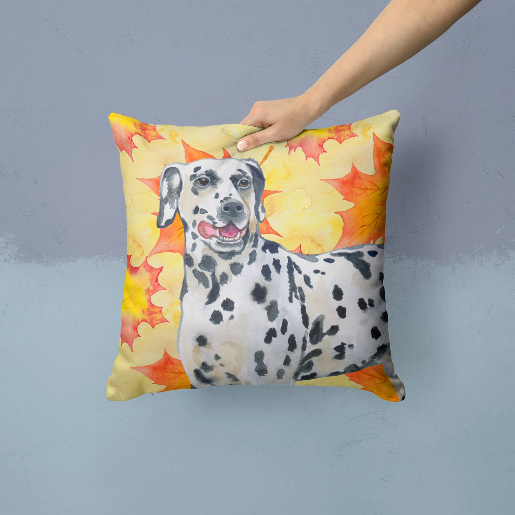 Dalmatian Fall Decorative Throw Pillow 14x14 Indoor Outdoor Accent Cushion, Fabric Cover with Insert for Sofa, Bed, Porch & Living Room