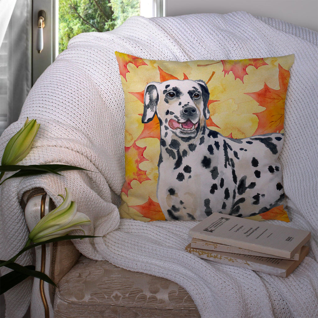 Dalmatian Fall Decorative Throw Pillow 14x14 Indoor Outdoor Accent Cushion, Fabric Cover with Insert for Sofa, Bed, Porch & Living Room