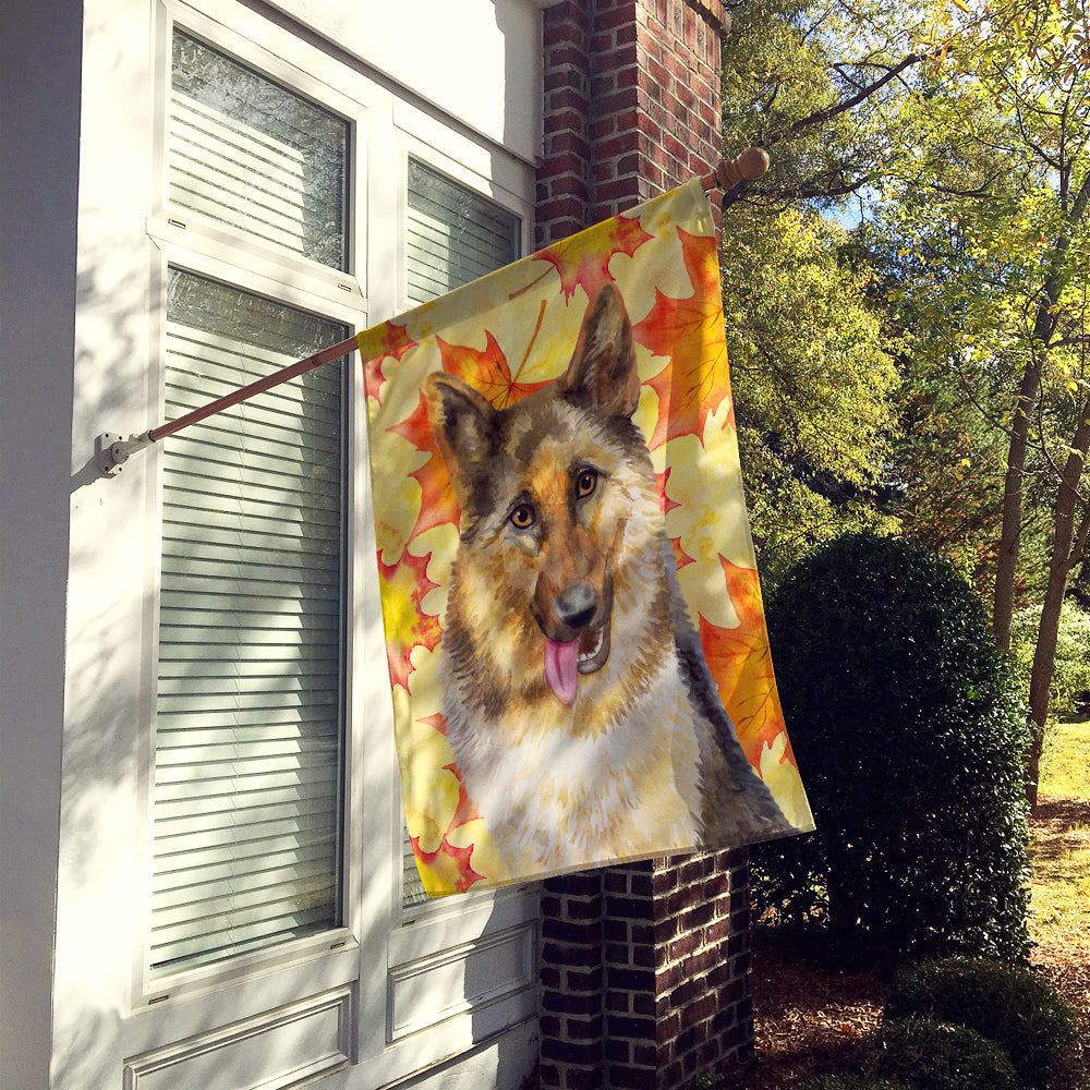 German Shepherd Fall House Flag 28x40 Porch Sleeve Pole Decorative Outside Yard Banner Artwork Wall Hanging, Polyester