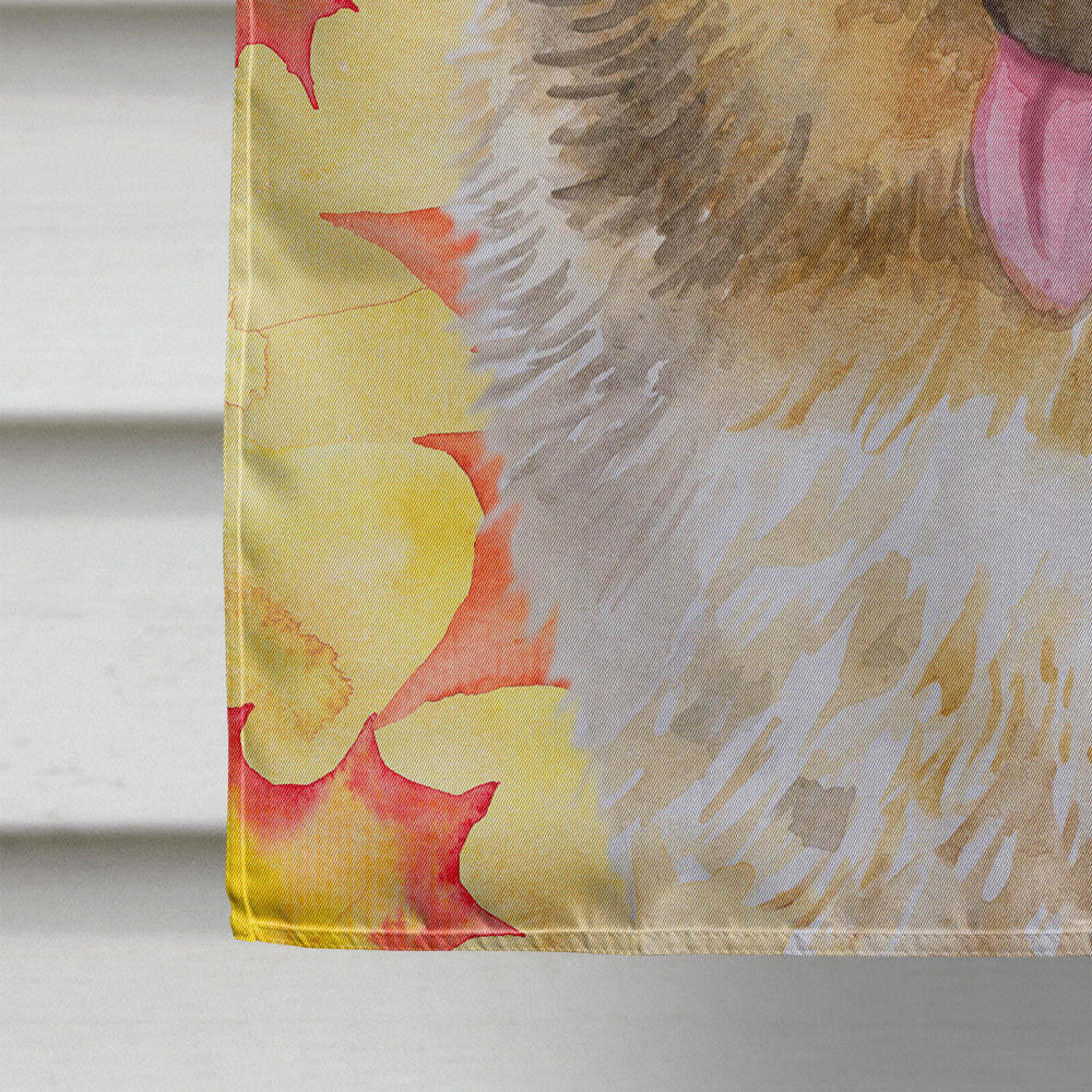 German Shepherd Fall House Flag 28x40 Porch Sleeve Pole Decorative Outside Yard Banner Artwork Wall Hanging, Polyester