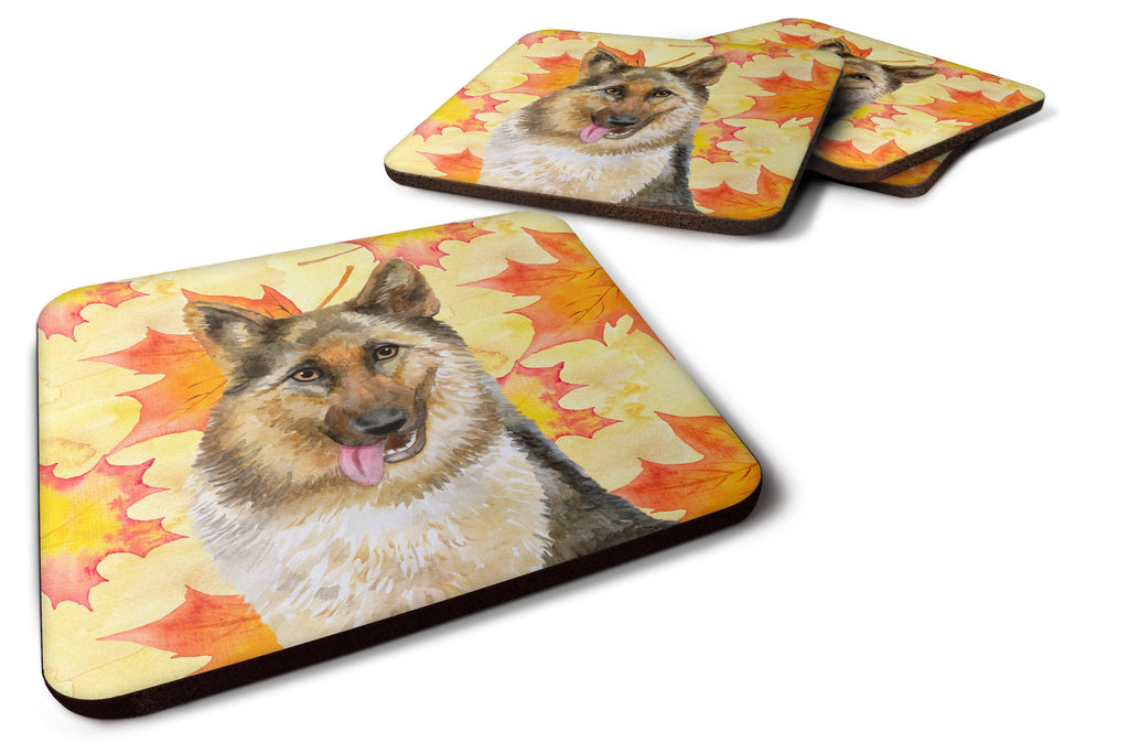 German Shepherd Fall Foam Coasters Set of 4 Cup Coasters for Indoor Outdoor, Tabletop Protection, Anti Slip, Mouse pad Material