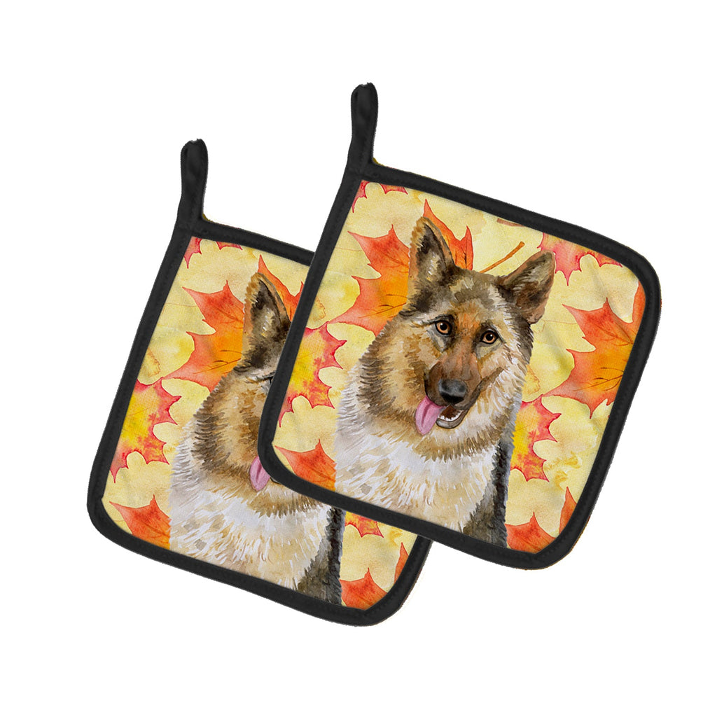 German Shepherd Fall Pot Holder Set of 2 Heat Resistant Quilted Hot Pads 7.5 x 7.5 Inch, Insulated Kitchen Trivets for Cooking & Baking