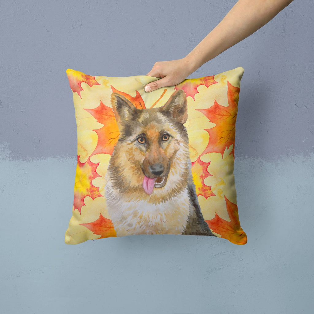 German Shepherd Fall Decorative Throw Pillow 14x14 Indoor Outdoor Accent Cushion, Fabric Cover with Insert for Sofa, Bed, Porch & Living Room