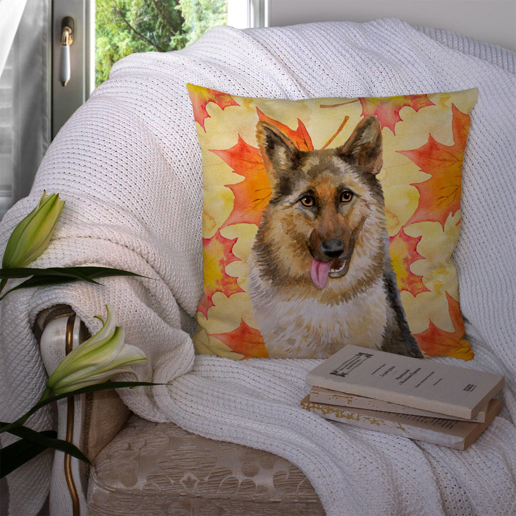 German Shepherd Fall Decorative Throw Pillow 14x14 Indoor Outdoor Accent Cushion, Fabric Cover with Insert for Sofa, Bed, Porch & Living Room