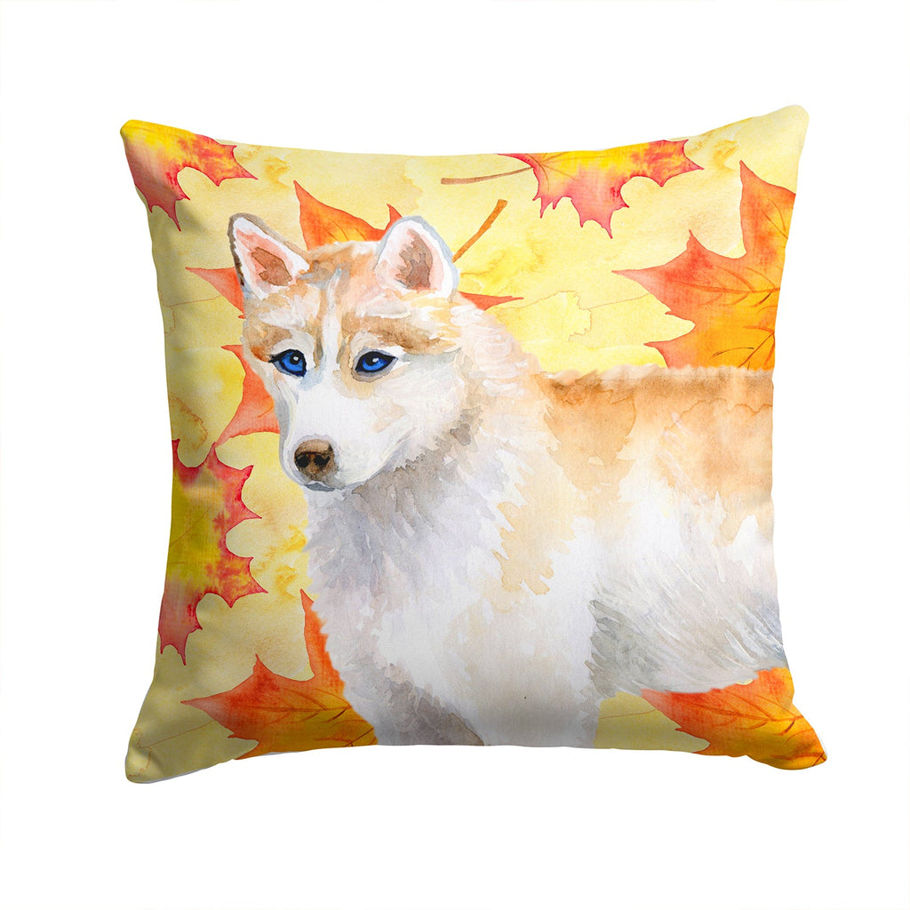 Siberian Husky Fall Decorative Throw Pillow 14x14 Indoor Outdoor Accent Cushion, Fabric Cover with Insert for Sofa, Bed, Porch & Living Room