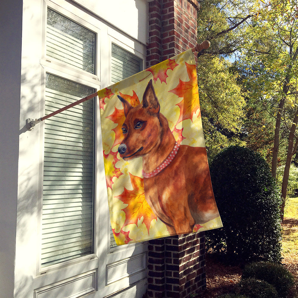 Miniature Pinscher Fall House Flag 28x40 Porch Sleeve Pole Decorative Outside Yard Banner Artwork Wall Hanging, Polyester