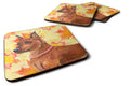 Miniature Pinscher Fall Foam Coasters Set of 4 Cup Coasters for Indoor Outdoor, Tabletop Protection, Anti Slip, Mouse pad Material