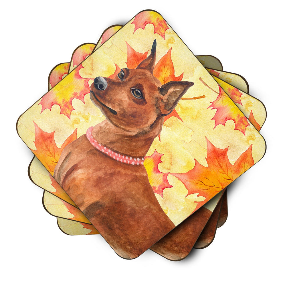 Miniature Pinscher Fall Foam Coasters Set of 4 Cup Coasters for Indoor Outdoor, Tabletop Protection, Anti Slip, Mouse pad Material