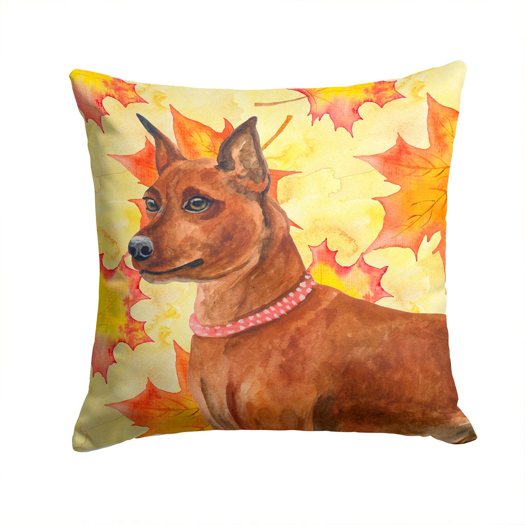 Miniature Pinscher Fall Decorative Throw Pillow 14x14 Indoor Outdoor Accent Cushion, Fabric Cover with Insert for Sofa, Bed, Porch & Living Room