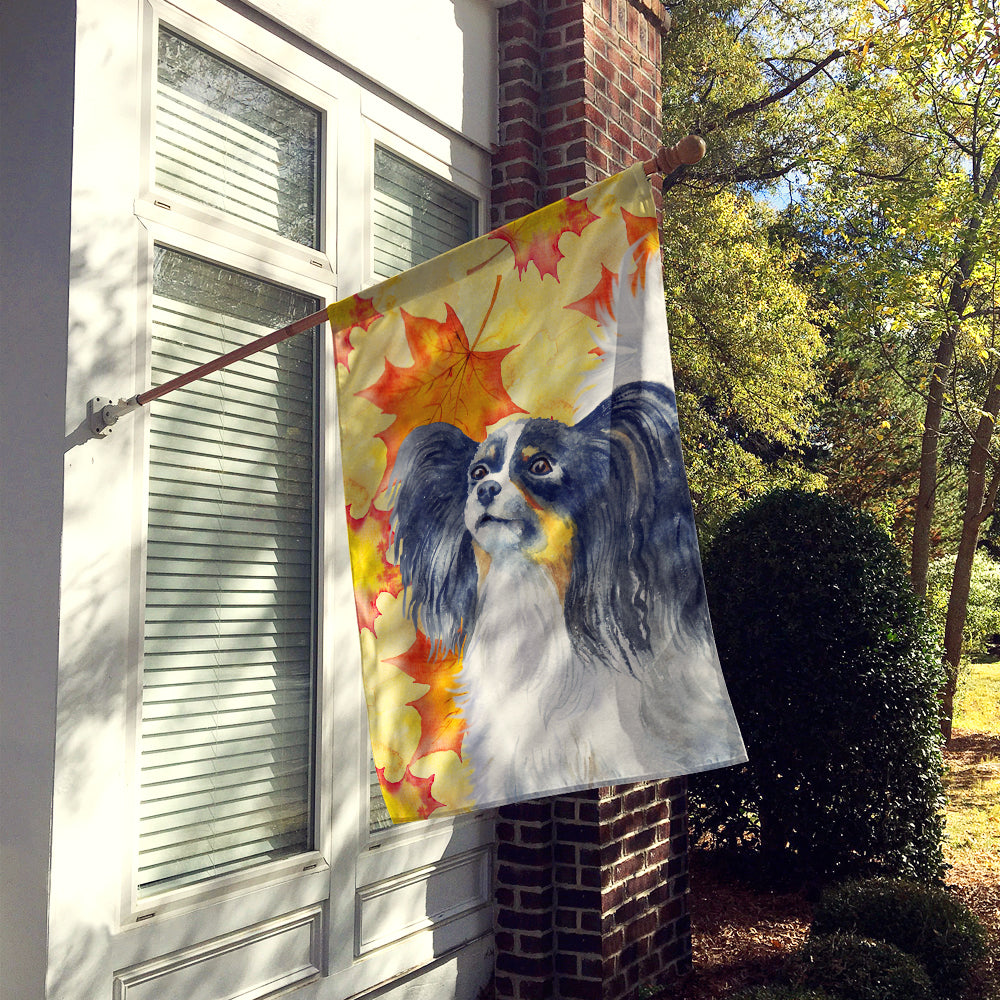 Papillon Fall House Flag 28x40 Porch Sleeve Pole Decorative Outside Yard Banner Artwork Wall Hanging, Polyester