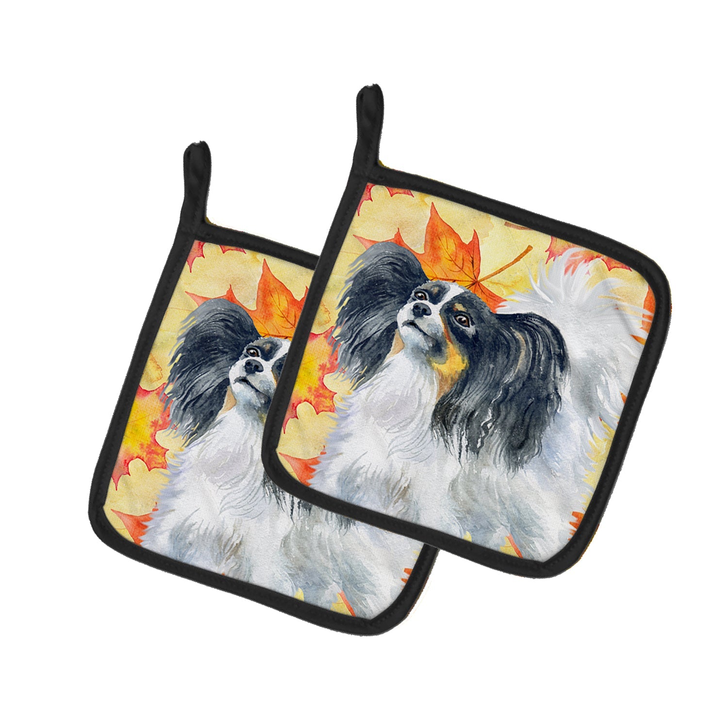 Papillon Fall Pot Holder Set of 2 Heat Resistant Quilted Hot Pads 7.5 x 7.5 Inch, Insulated Kitchen Trivets for Cooking & Baking