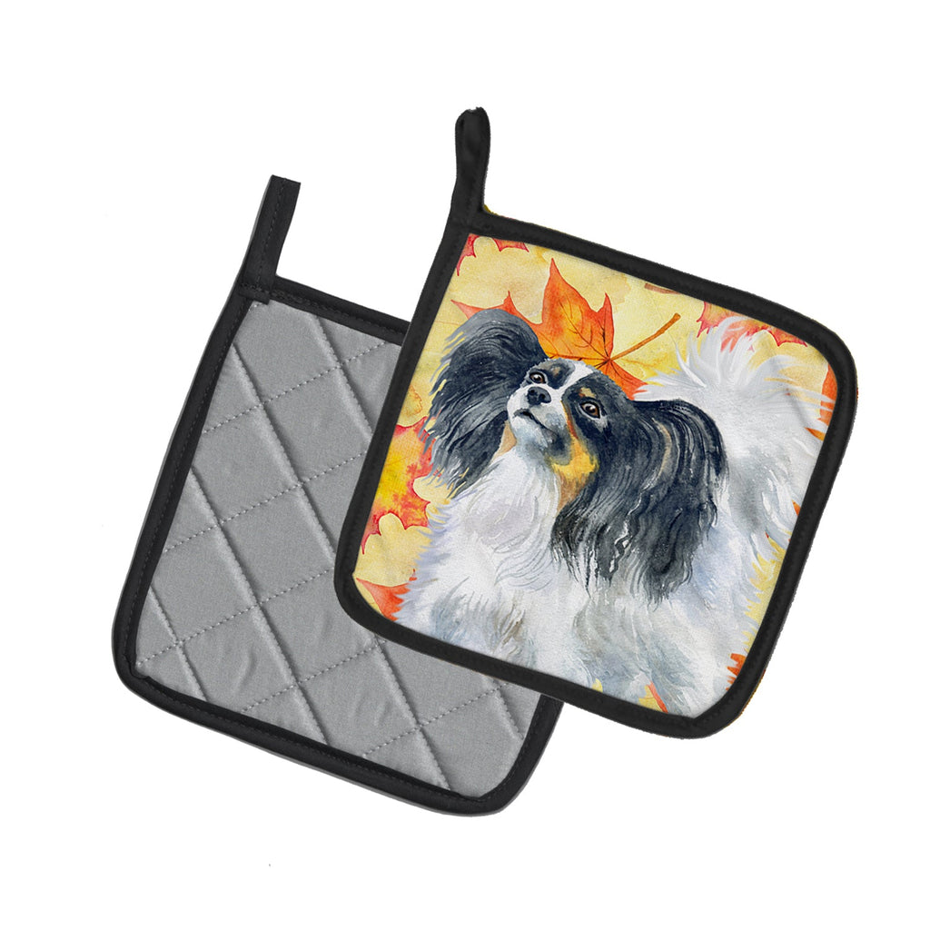 Papillon Fall Pot Holder Set of 2 Heat Resistant Quilted Hot Pads 7.5 x 7.5 Inch, Insulated Kitchen Trivets for Cooking & Baking