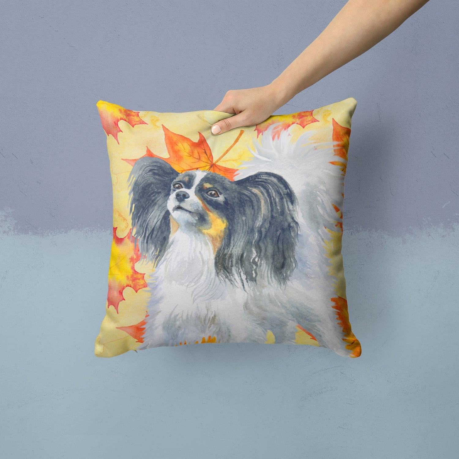 Papillon Fall Decorative Throw Pillow 14x14 Indoor Outdoor Accent Cushion, Fabric Cover with Insert for Sofa, Bed, Porch & Living Room