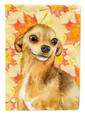 Chihuahua Fall House Flag 28x40 Porch Sleeve Pole Decorative Outside Yard Banner Artwork Wall Hanging, Polyester