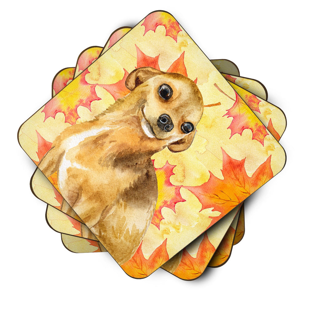 Chihuahua Fall Foam Coasters Set of 4 Cup Coasters for Indoor Outdoor, Tabletop Protection, Anti Slip, Mouse pad Material