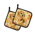 Chihuahua Fall Pot Holder Set of 2 Heat Resistant Quilted Hot Pads 7.5 x 7.5 Inch, Insulated Kitchen Trivets for Cooking & Baking
