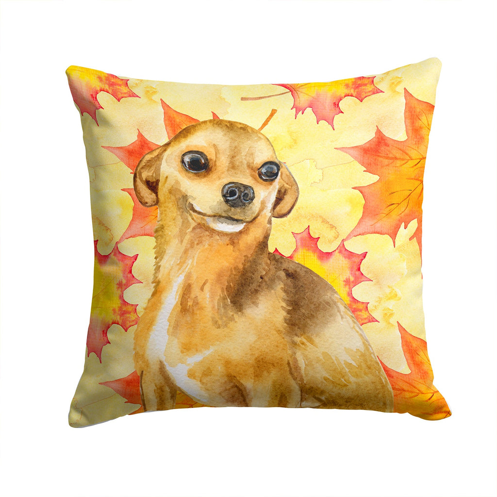 Chihuahua Fall Decorative Throw Pillow 14x14 Indoor Outdoor Accent Cushion, Fabric Cover with Insert for Sofa, Bed, Porch & Living Room