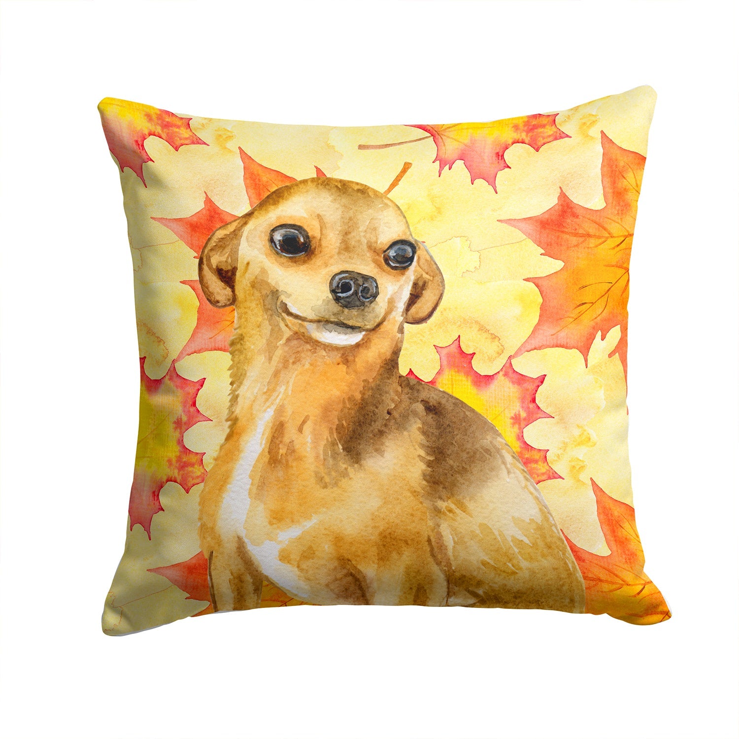 Chihuahua Fall Decorative Throw Pillow 14x14 Indoor Outdoor Accent Cushion, Fabric Cover with Insert for Sofa, Bed, Porch & Living Room
