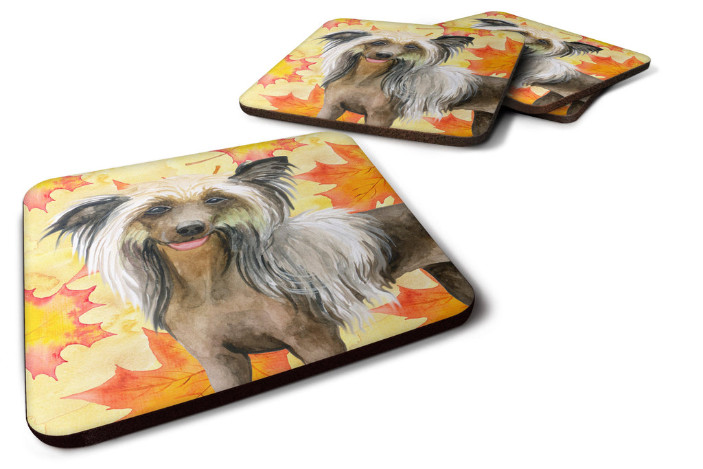 Chinese Crested Fall Foam Coasters Set of 4 Cup Coasters for Indoor Outdoor, Tabletop Protection, Anti Slip, Mouse pad Material