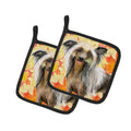 Chinese Crested Fall Pot Holder Set of 2 Heat Resistant Quilted Hot Pads 7.5 x 7.5 Inch, Insulated Kitchen Trivets for Cooking & Baking