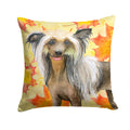 Chinese Crested Fall Decorative Throw Pillow 14x14 Indoor Outdoor Accent Cushion, Fabric Cover with Insert for Sofa, Bed, Porch & Living Room