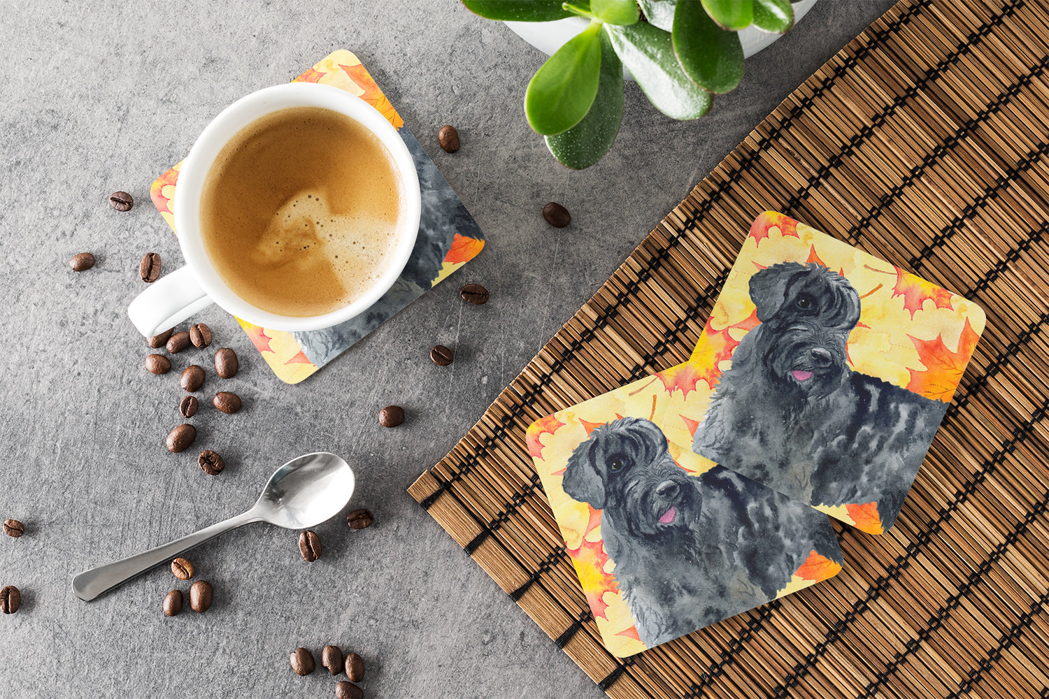 Giant Schnauzer Fall Foam Coasters Set of 4 Cup Coasters for Indoor Outdoor, Tabletop Protection, Anti Slip, Mouse pad Material