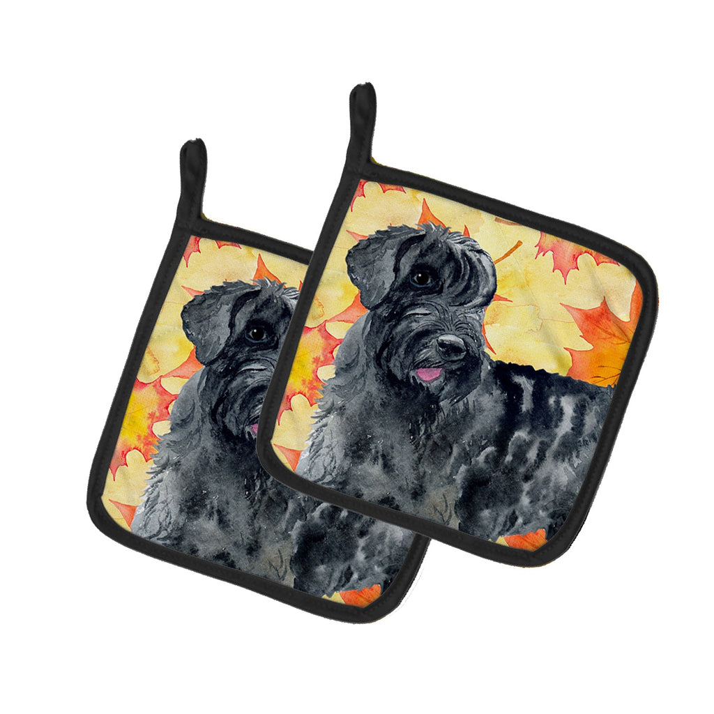Giant Schnauzer Fall Pot Holder Set of 2 Heat Resistant Quilted Hot Pads 7.5 x 7.5 Inch, Insulated Kitchen Trivets for Cooking & Baking