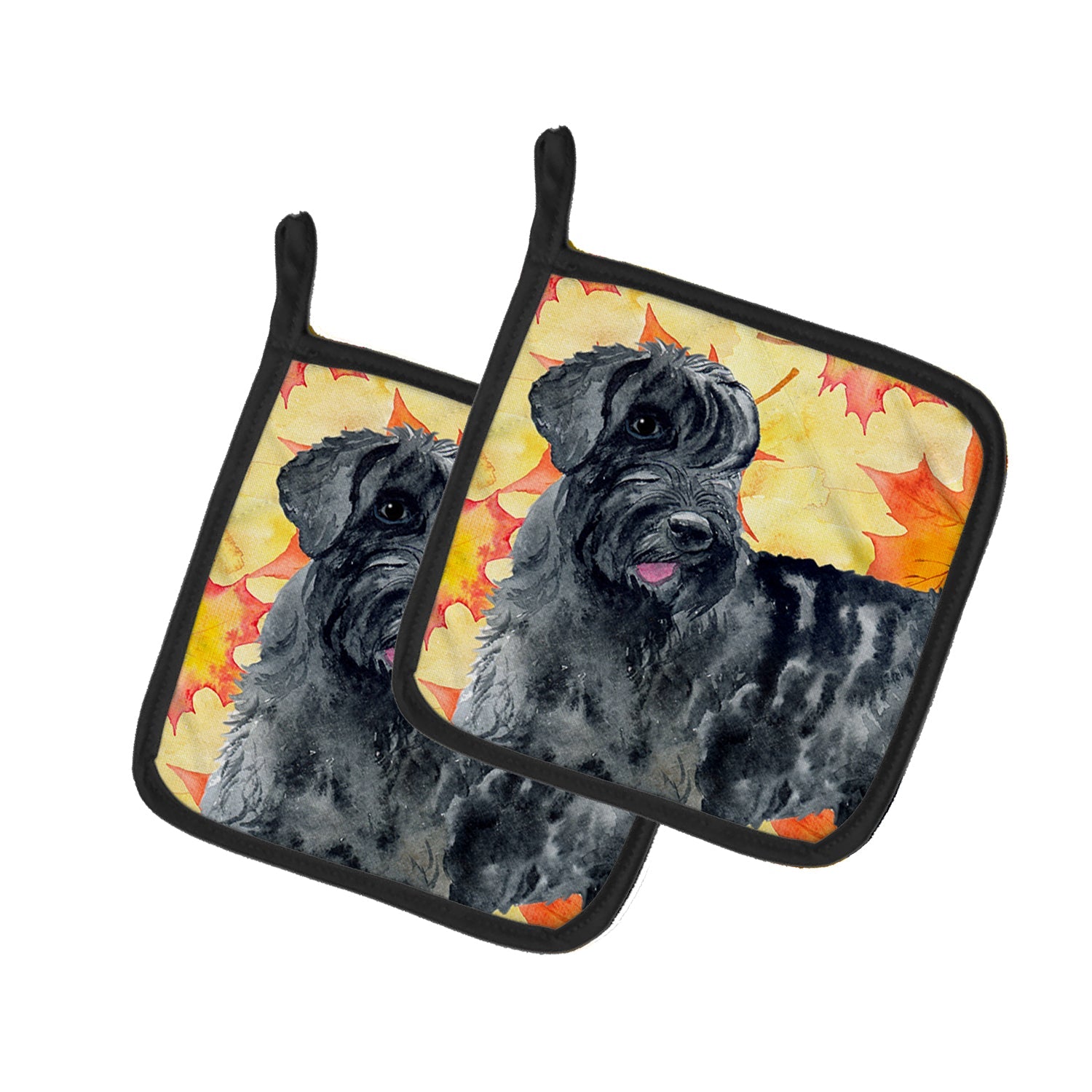 Giant Schnauzer Fall Pot Holder Set of 2 Heat Resistant Quilted Hot Pads 7.5 x 7.5 Inch, Insulated Kitchen Trivets for Cooking & Baking