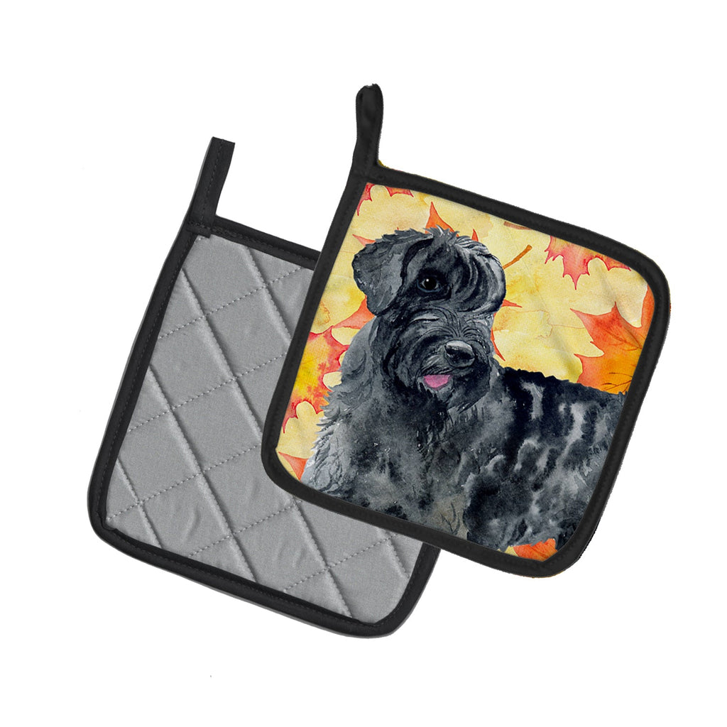 Giant Schnauzer Fall Pot Holder Set of 2 Heat Resistant Quilted Hot Pads 7.5 x 7.5 Inch, Insulated Kitchen Trivets for Cooking & Baking