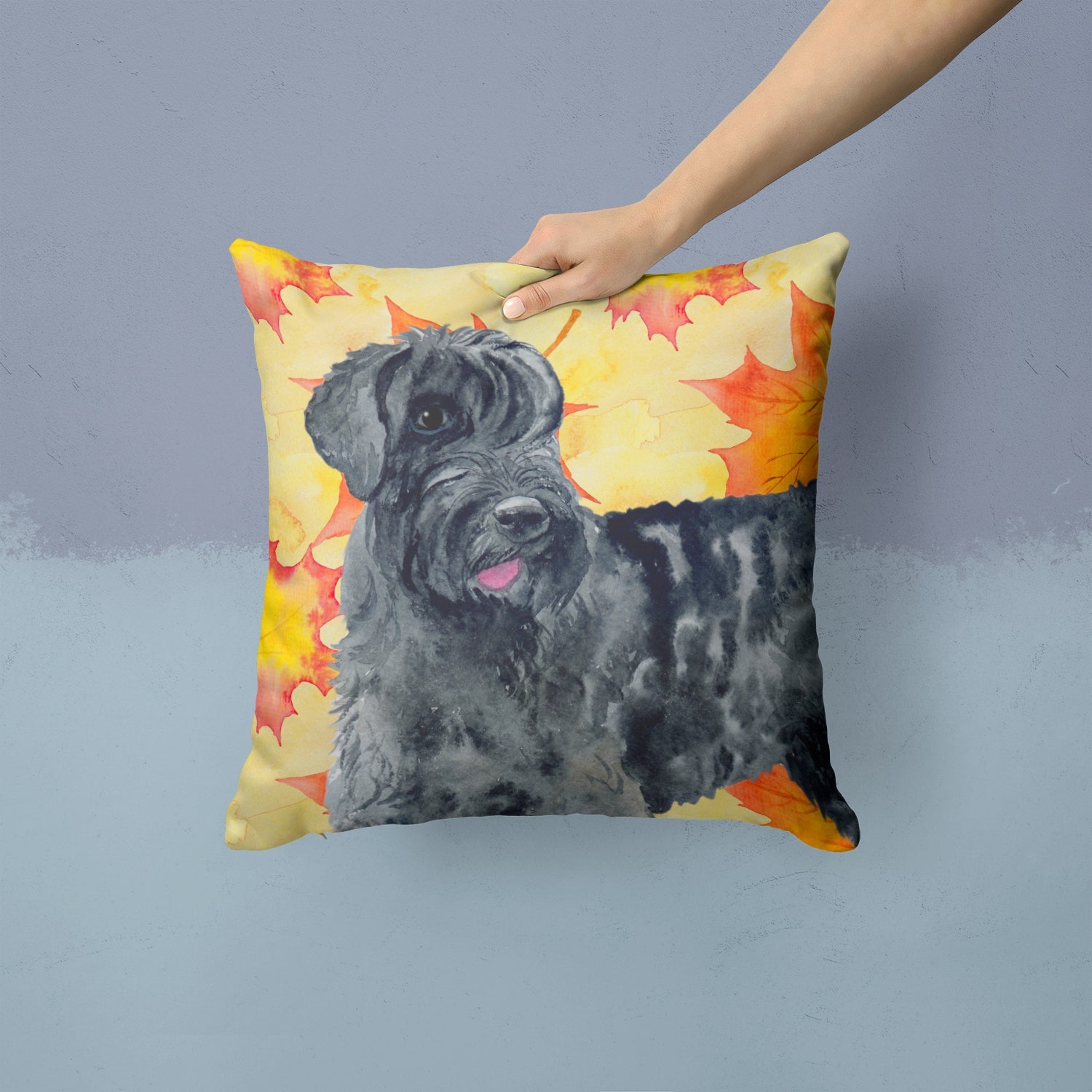 Giant Schnauzer Fall Decorative Throw Pillow 14x14 Indoor Outdoor Accent Cushion, Fabric Cover with Insert for Sofa, Bed, Porch & Living Room