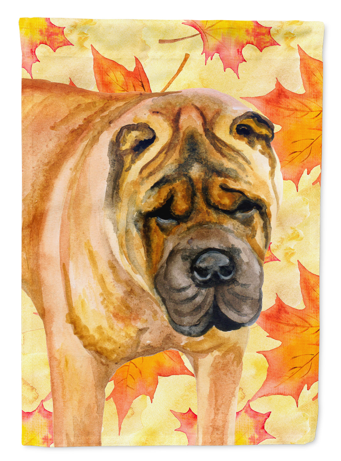Shar Pei Fall House Flag 28x40 Porch Sleeve Pole Decorative Outside Yard Banner Artwork Wall Hanging, Polyester