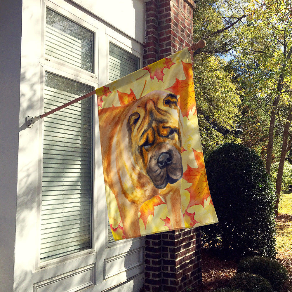 Shar Pei Fall House Flag 28x40 Porch Sleeve Pole Decorative Outside Yard Banner Artwork Wall Hanging, Polyester