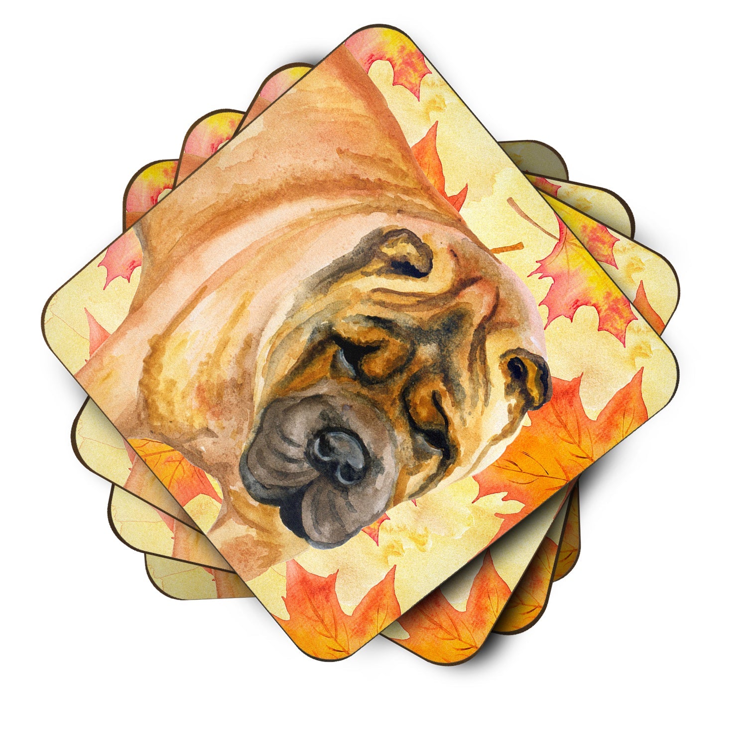 Shar Pei Fall Foam Coasters Set of 4 Cup Coasters for Indoor Outdoor, Tabletop Protection, Anti Slip, Mouse pad Material