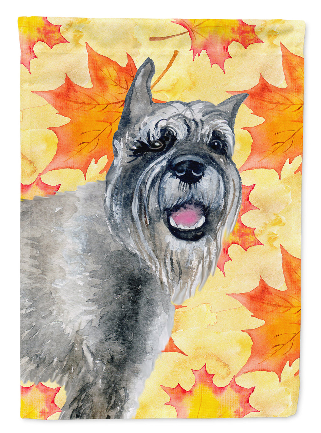 Schnauzer Fall House Flag 28x40 Porch Sleeve Pole Decorative Outside Yard Banner Artwork Wall Hanging, Polyester