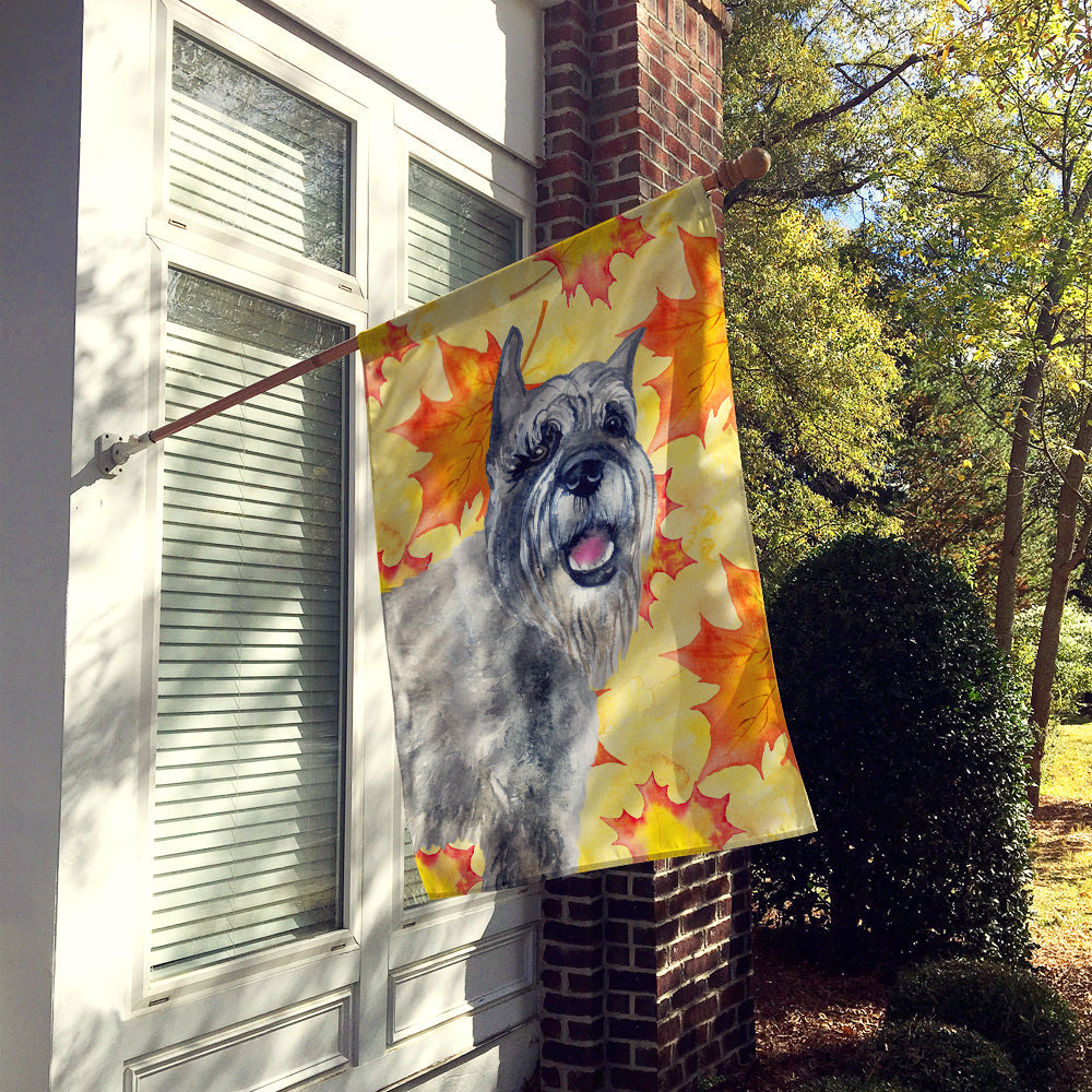 Schnauzer Fall House Flag 28x40 Porch Sleeve Pole Decorative Outside Yard Banner Artwork Wall Hanging, Polyester