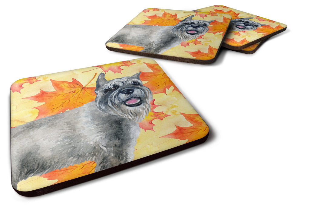 Schnauzer Fall Foam Coasters Set of 4 Cup Coasters for Indoor Outdoor, Tabletop Protection, Anti Slip, Mouse pad Material