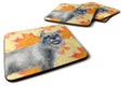 Schnauzer Fall Foam Coasters Set of 4 Cup Coasters for Indoor Outdoor, Tabletop Protection, Anti Slip, Mouse pad Material
