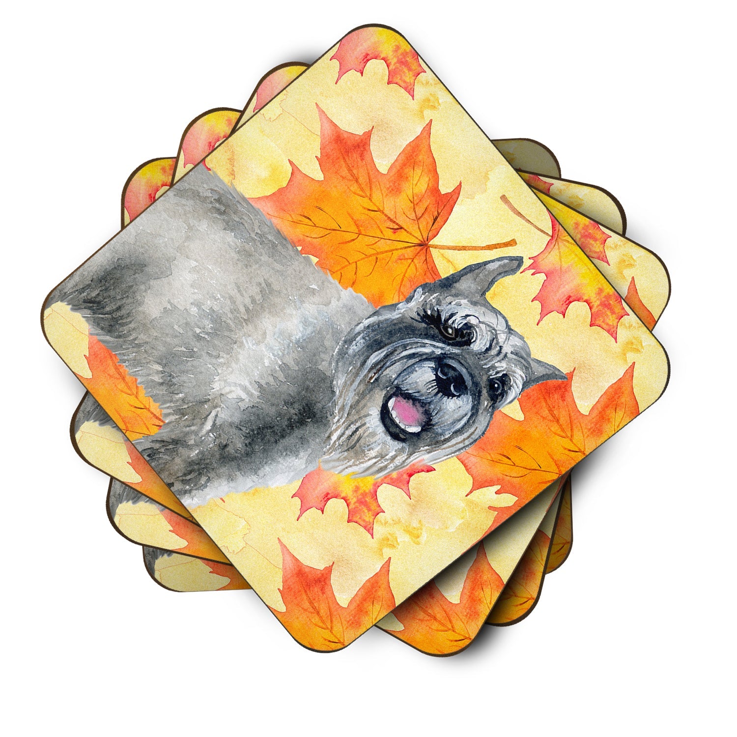 Schnauzer Fall Foam Coasters Set of 4 Cup Coasters for Indoor Outdoor, Tabletop Protection, Anti Slip, Mouse pad Material