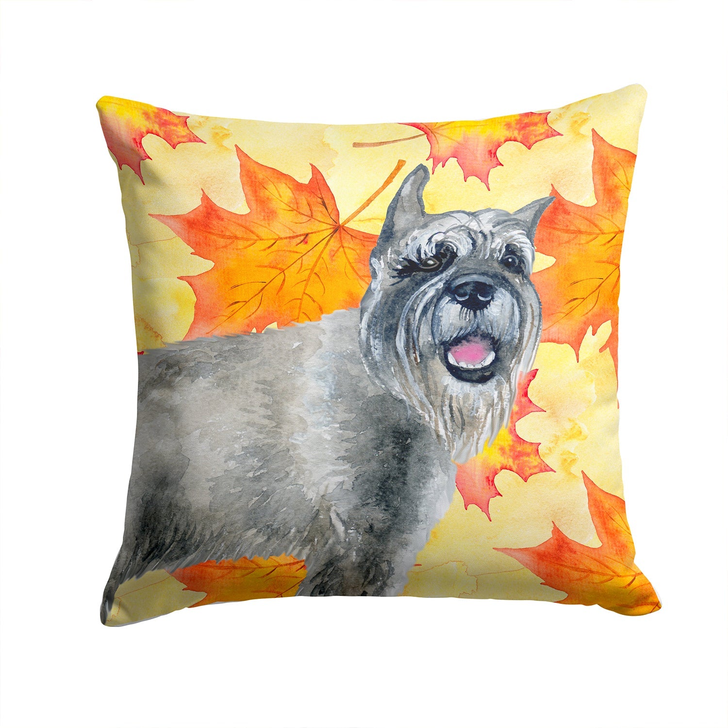 Schnauzer Fall Decorative Throw Pillow 14x14 Indoor Outdoor Accent Cushion, Fabric Cover with Insert for Sofa, Bed, Porch & Living Room