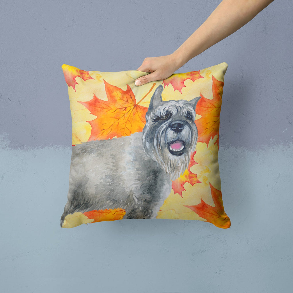 Schnauzer Fall Decorative Throw Pillow 14x14 Indoor Outdoor Accent Cushion, Fabric Cover with Insert for Sofa, Bed, Porch & Living Room