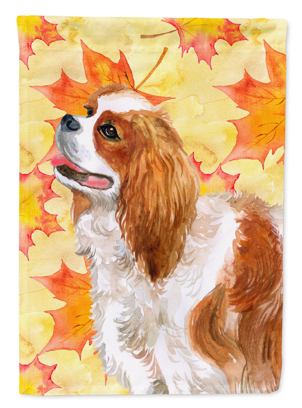 Cavalier Spaniel Fall House Flag 28x40 Porch Sleeve Pole Decorative Outside Yard Banner Artwork Wall Hanging, Polyester