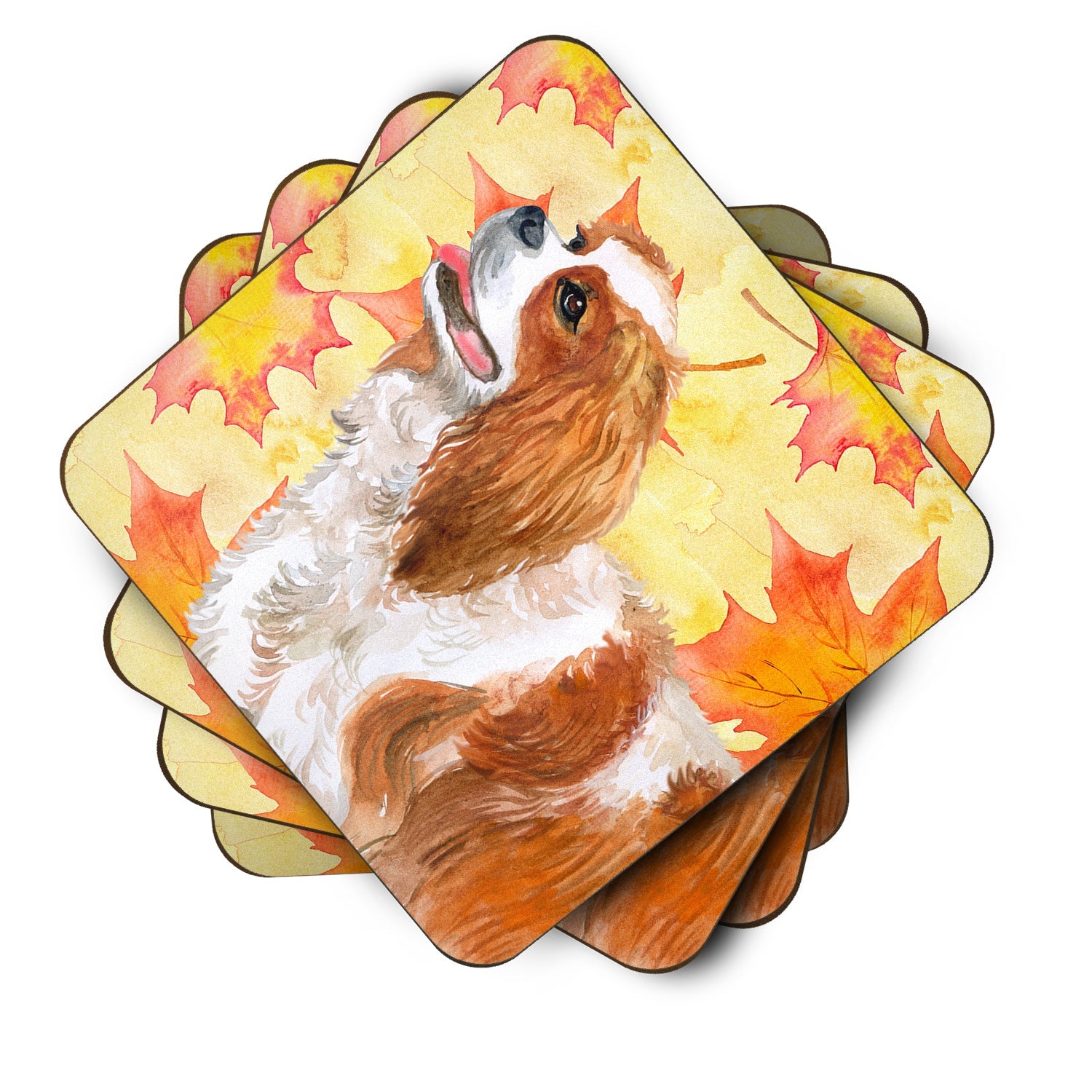 Cavalier Spaniel Fall Foam Coasters Set of 4 Cup Coasters for Indoor Outdoor, Tabletop Protection, Anti Slip, Mouse pad Material