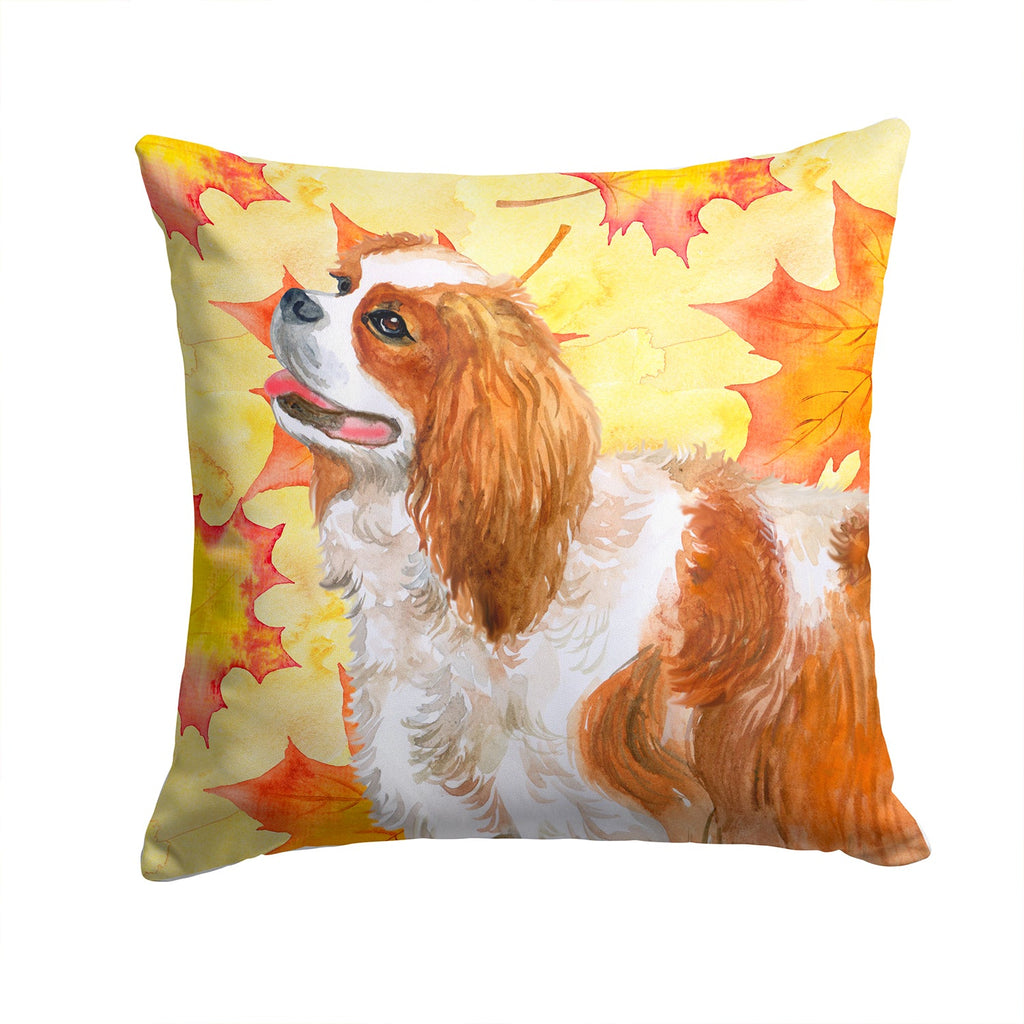 Cavalier Spaniel Fall Decorative Throw Pillow 14x14 Indoor Outdoor Accent Cushion, Fabric Cover with Insert for Sofa, Bed, Porch & Living Room