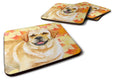 Golden Retriever Fall Foam Coasters Set of 4 Cup Coasters for Indoor Outdoor, Tabletop Protection, Anti Slip, Mouse pad Material